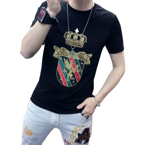 Summer new short sleeve T-shirt mens spirit guy fashion trend Korean embroidery half sleeve youth jacket