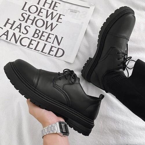 New Arrival Mens Shoes Autumn Hong Kong Style Big Toe British Low-cut Small Leather Shoes Youth Casual Shoes Mens Martin Shoes