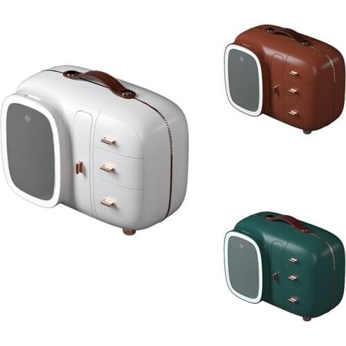 Makeup Organizer Box With LED Light Mirror Portable Travel Cosmetics Organizer Contact Light Storage Makeup Case