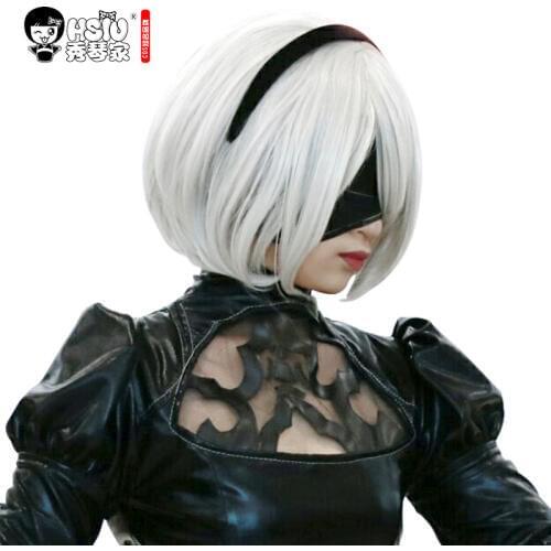 HSIU NEW High quality YoRHa No.2 Type B wig Cosplay Wig NieR:Automata 2B 2E Costume Play Wigs Costumes Hair