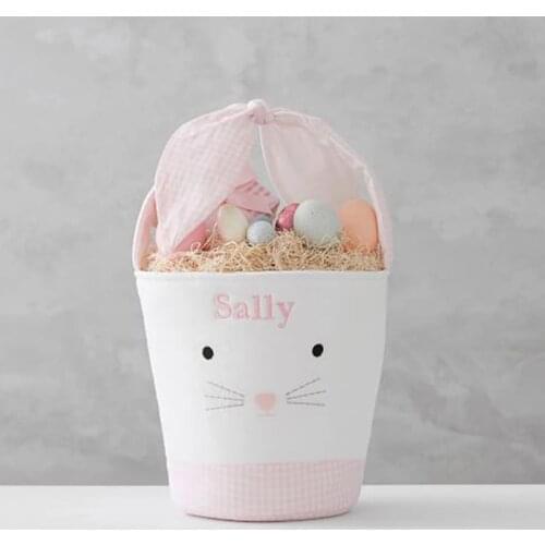 Easter Cute Cartoon Bunny Bucket Bow Children Candy Gift Basket Easter Eggs Hunt Basket CLH@8