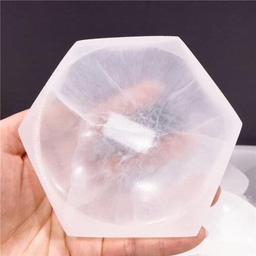 Natural White Selenite Bowl Stone Crystal Ashtray Yoga Healing Meditation Relaxation Aromatherapy Container Candlestick