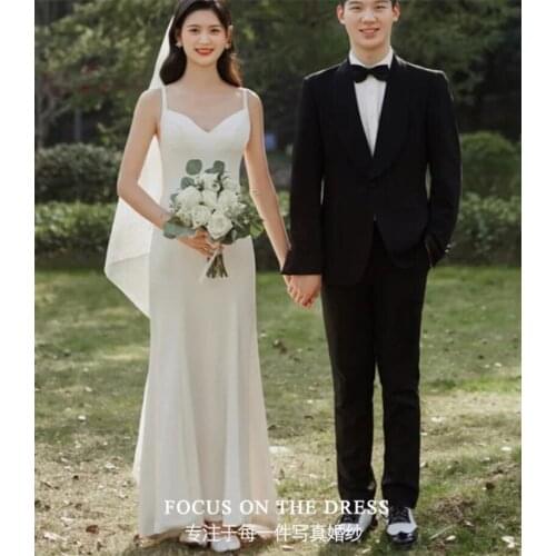 Simple Mermaid Wedding Dresses Criss-Cross Spaghetti Straps Sleeveless Boho Bridal Gowns Beach Bride Dress Robe De Mariee 2021