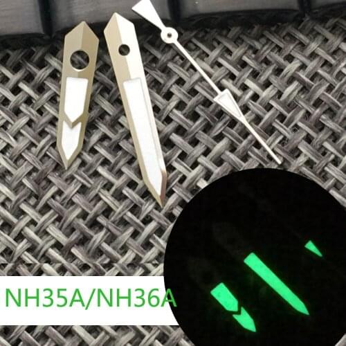 Silver Watch Hands Needles For NH35A NH36A 7s26, 7s36, 7s25, 7s35 Green Luminous Wristwatch Parts