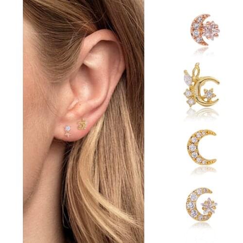1Pc Stainless Steel CZ Cartilage Earrings Dainty Helix Piercing Jewelry Ear Tragus Conch Cartilage Screw Back Stud Earring