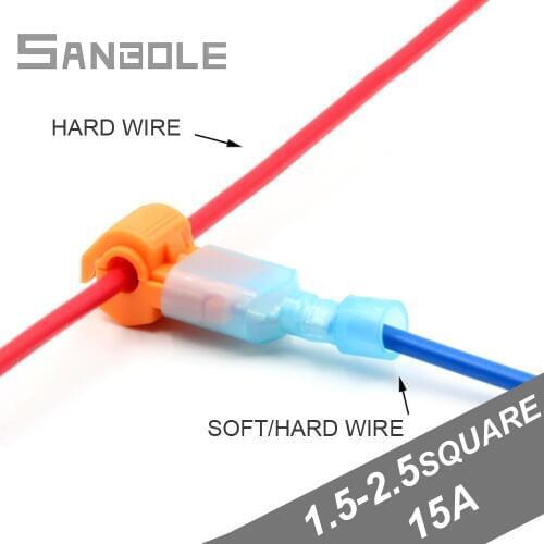 T Shape Wire Connection Terminal Non Destructive Part Connector Male and Female 1.5-2.5 squre 15A Hard Line (100PCS)