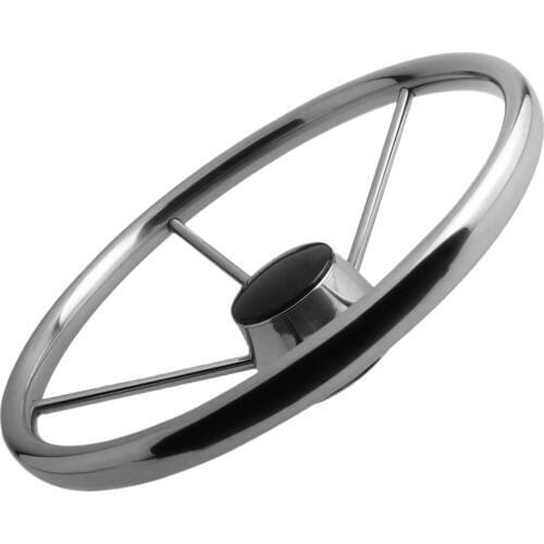 Universal 304 Stainless Steel Marine Pontoon Boat Yacht 5 Spoke Steering Wheel 13-1/2'' 25 Degree