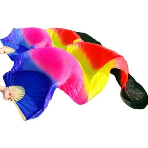 2018 High Quality Silk Belly Dance Fan Dance 100% Real Silk Veils Left+right blue Colors SALE royal blue rose yellow red black