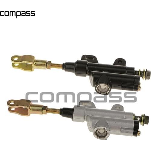 Rear Foot Brake Master Cylinder Pump 10mm for 50cc-125cc ATVs Chinese Taotao Baja BMS Roketa Dirt Bike Quad 4 Wheeler (Silver)