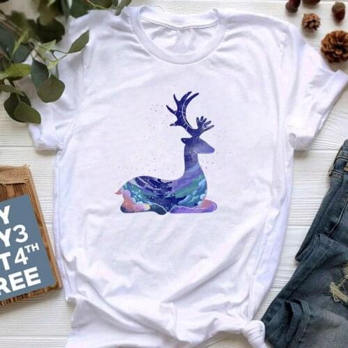 T-shirt 2020 Women T-shirts Panda Deer Kangaroo Print Harajuku Female T Shirt Casual Round-Neck Tops Women Summer Tees Clothing