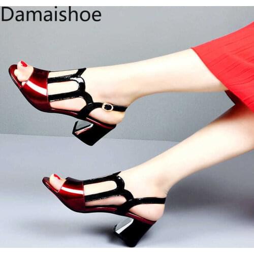 Womens Soft Leather Sandals Soft Bottom Chunky Heels Mid Heels Ladiess Sandals Summer New All-Match Peep Toe Sandals for Women