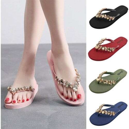 Hot Sell Women Sandals Diamond Slippers for Women Beach Shoes Brand Women Flip Flops Shoes Ladies Sandalias Mujer