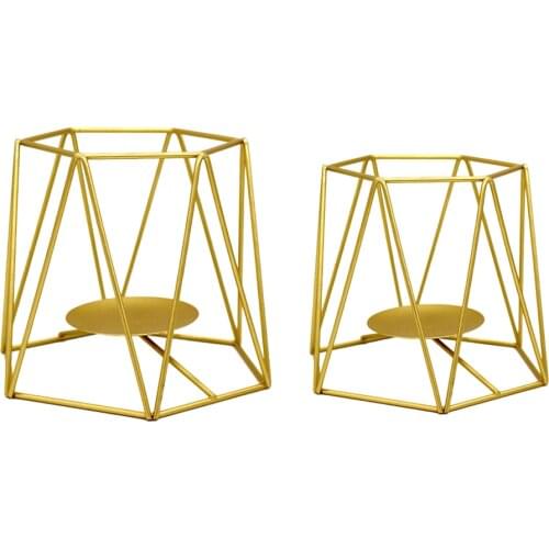 Golden Geometric Iron Candlestick Nordic Metal Tealight Candle