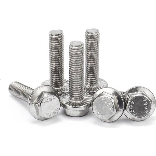1/10pcs A2-70 304 Stainless Steel GB5787 Hexagon Head with Serrated Flange Cap Screw M5 M6 M8 M10 M12 Hex Washer Head Bolt