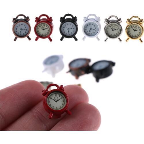 1pcs Dollhouse 1:12 Scale Alarm Clock Miniature Mini Home Decoration Toy Doll Kitchen Living Room Accessories 6 Colors