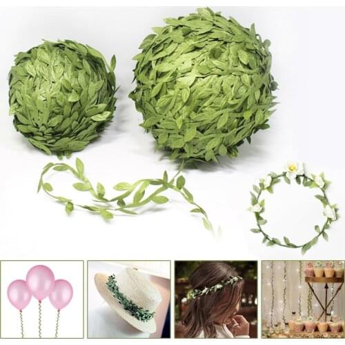 10 Meter Silk Leaf-Shaped Artificial green Leaves For Wedding Decoration salon DIY Wreath Gift Scrapbooking Craft Fake Flower