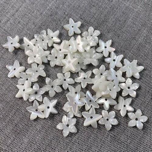 Hot sale 10mm White Natural Mother Of Pearl Shell Beads Carved Flower Charms DIY Loose Beads Jewelry Making DIY Earrings Gifts