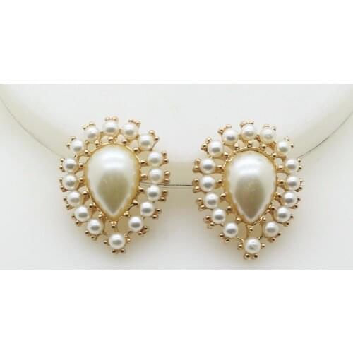 10pcs/lot 32mm*26mm Pearl Rhinestone button/artificial crystal metal buttons wedding decoration