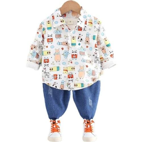 Kids Spring Autumn Casual Sportswear Children Boys Cartoon Shirt Pants 2pcs/sets Baby Girls Costume Toddler Fashion Tracksuits