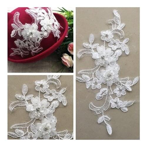 3pairs New DIY handmade 3D bead water soluble flower lace craft material wedding dress flower lace accessories