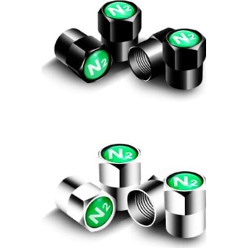 4pcs/set Nitrogen N2 Green Copper Tire Stem Valve Caps Covers Car Accessories Auto Accessories Tire Wheel Rim Dust Cover