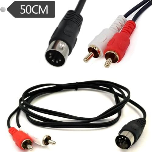5-pin DIN to 2RCA lotus old audio equipment adapter cable 5 Pin Male Din 0.5m