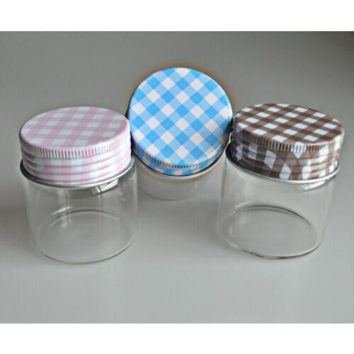 5 Pcs/Lot Diameter 47mm Empty Clear Charm Mini Vial Glass Bottle With Four Color Spiral Aluminum Caps To Choose