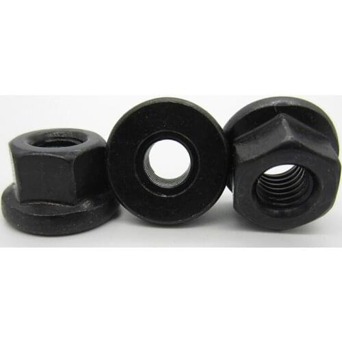 5pcs M8 M10 M12 M14 M16 M18 M20 M22 M24 DIN 6331 8.8 Grade Black 45# Steel Flange Nut Hexagon collar nuts with a height