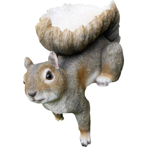 Squirrel Birds Feeder Resin Craft Bird Feeder Garden Courtyard Decoration Birdfeeder with Stand Bird Supplies LBS
