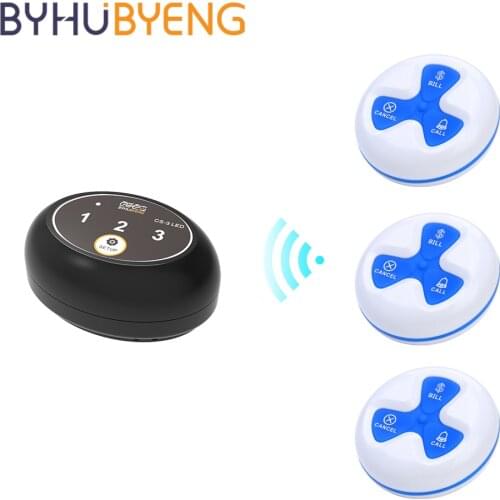 BYHUBYENG Wireless Office 3 Call 1 Emergency Boss Calling Staff Pager Sos Button Home Alarm Table Service Transmitter Receiver