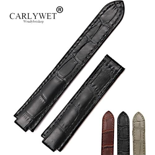 CARLYWET 18*11mm 20*12mm Wholesale Real Leather Handmade Replacement Crocodile Grain Wrist Watch Band Strap Belt For Cartier