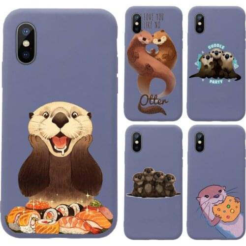 Cute cartoon otter Phone Case Purple Candy Color for iPhone 11 12 mini pro XS MAX 8 7 6 6S Plus X SE 2020 XR