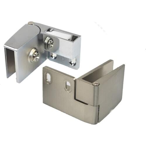 Zinc Alloy Cabinet Door Glass Upper and Lower Hinges Wine/Display Cabinet Hinge Glass Door Clip