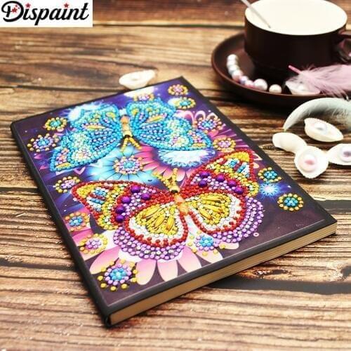 Dispaint A5 Notebooks 5D DIY Diamond Painting Special Shape Diary Book Diamond Embroidery "butterfly" Rhinestones Decor Gift