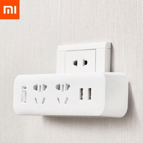Xiaomi Mijia Power Strip Travel Adapter Portable Plug Converter for Home Office 5V 2.1A 2 Sockets 2 USB Fast Charging Socket