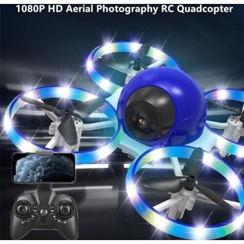 1080P HD Aerial Photography RC Drone Fixed Height Hold Anti-crash Colorful Lights Stunt Roll One Key Return FPV RC Quadcopter