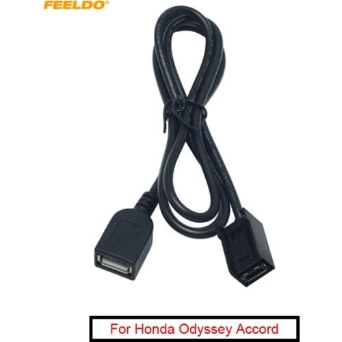 FEELDO 5Pcs Car AUX USB Cable Adapter Plug Female Port Extension Wire For Honda Civic/Jazz/CR-V/Accord/Odyssey Stereo MP3