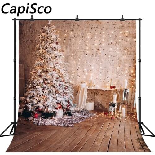 Capisco Christmas tree Backdrop Vintage wood floor Photography Background Photobooth Party Decorations Photo Studio Props