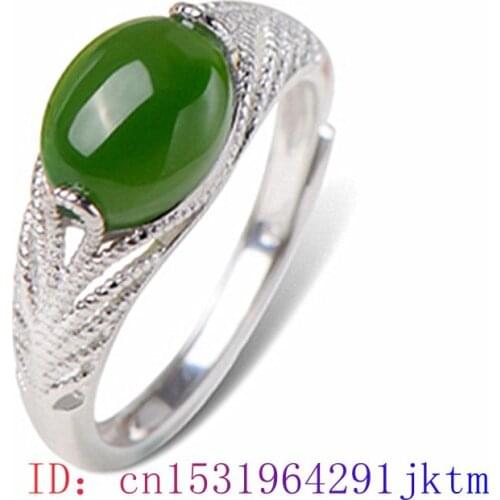 Green Jade Ring Gifts Fashion Amulet Men Crystal Natural Chalcedony Women 925 Silver Gemstone Zircon Charm Jewelry