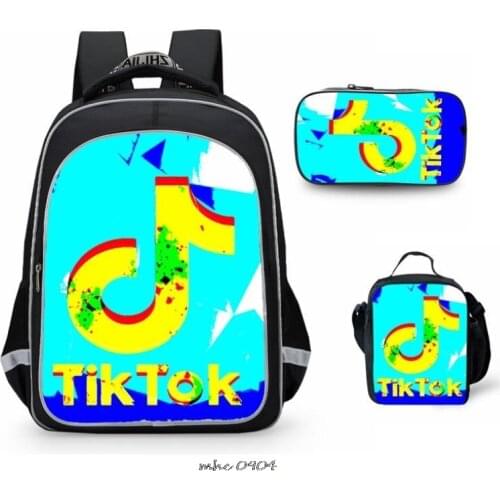 Hot 3pcs/sets Tik Tok Print Children School Bag Fashion Schoolbag Backpack for Teen Boys Girls Kids Book Bag Mochila Escolar