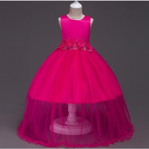 HOT Girl Flower Princess Sleeveless Long Tulle Dresses Flower Girl Dresses