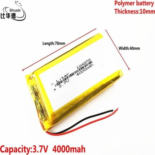 Liter energy battery Good Qulity 3.7V,4000mAH 104070 Polymer lithium ion / Li-ion battery for tablet pc BANK,GPS,mp3,mp4