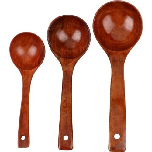 Long Handle Soup Spoon Healthy Eco-Friendly Kitchen Accessories Natural Wooden Tableware Cooking Tools