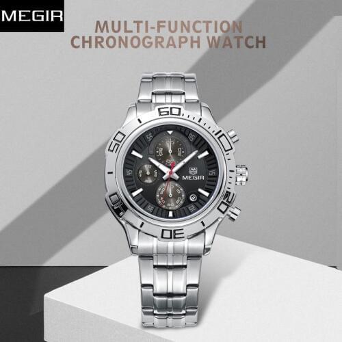 MEGIR top Hot 2018 Men Quartz Watch Fashion Chronograph Luminous Watches Men Analog Round business style Luxury Gift Wristwatch