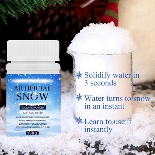 Instant Fake Snow Powder Expand 100 Time Artificial Snow Coagulant Add Water 50g 100g For Decarating For Christmas Snowflake