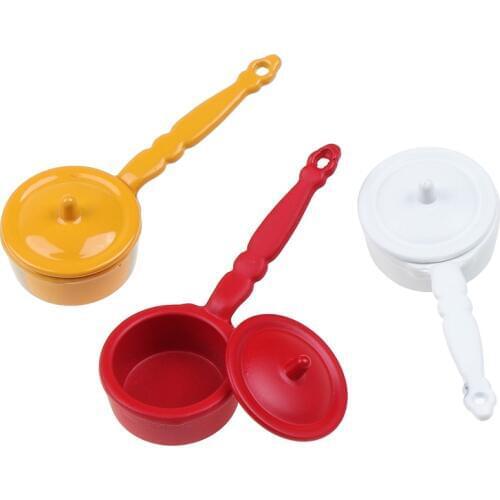 1:12 Dollhouse Miniature Saucepan Kitchen Utensils Cooking Ware Mini Pot Boiler Pan Doll House Accessories Play Kitchen Toy