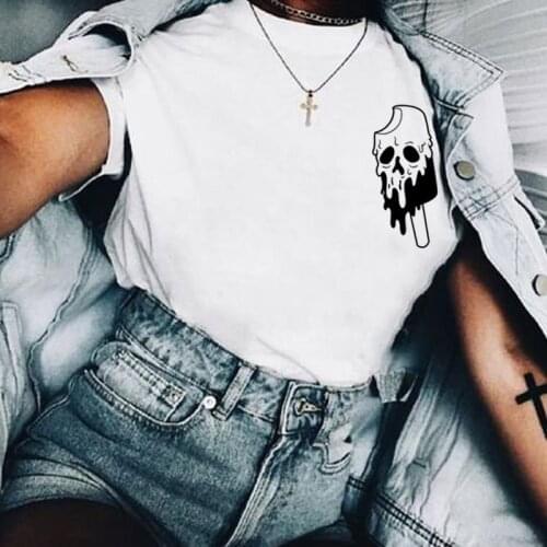 Fashion Women Summer Creative Ice Cream O-Neck T-Shirts slogan women aesthetic tumblr camisetas slogan horror quote tees tops