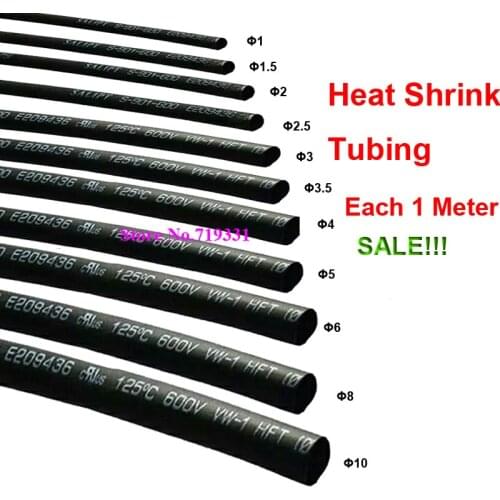 11Meters/set Heat Shrink Tubing 1mm 1.5mm 2mm 2.5mm 3mm 3.5mm 4mm 5mm 6mm 8mm 10mm Black Cable Sleeve Assortment Wrap Wire kit