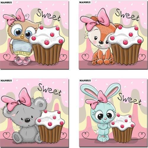 New DIY Diamond Painting Cross Stitch Picture Rhinestones Full Square Diamond Mosaic Cartoon animal series ABC435