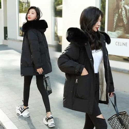 2021 New Long Winter Coat Women Parkas Warm Cotton Padded Parka Fashion Big Fur Collar Jacket Female Hooded Snow Wear Outwear